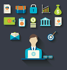 Image showing Infographic concepts of businessman with business and finance fl