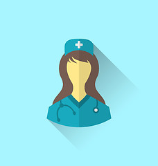 Image showing Icon of medical nurse with shadow in modern flat design style