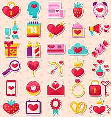 Image showing Modern Flat Design Icons for Happy Valentin\'s Day, Collection Ho