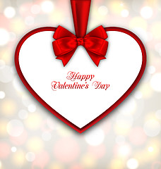 Image showing Celebration Card in form Heart with Ribbon Valentines Day