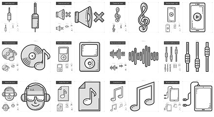 Image showing Music line icon set.