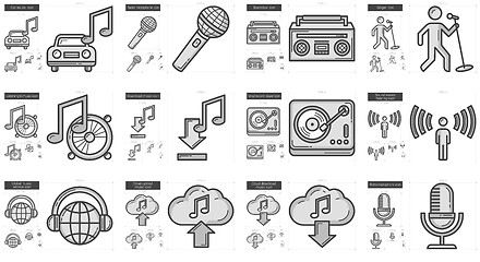 Image showing Music line icon set.