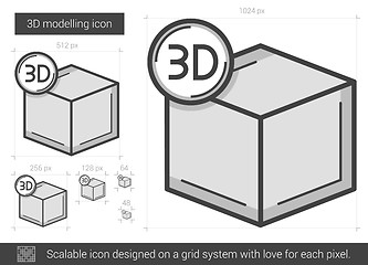 Image showing Three D modelling line icon.