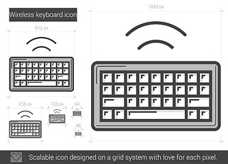 Image showing Wireless keyboard line icon.