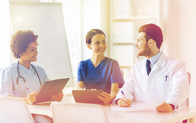 Image showing group of happy doctors meeting at hospital office