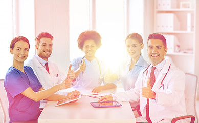 Image showing group of happy doctors meeting at hospital office