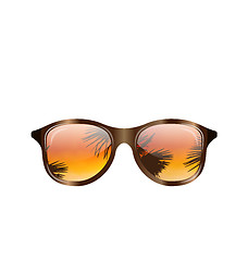 Image showing Sunglasses with Palms Reflection, Isolated 