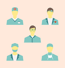 Image showing Icons set of medical employees in modern flat design style