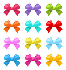 Image showing Set Colorful Simple Gift Bows Isolated