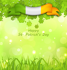 Image showing Glowing Nature Background with Clovers