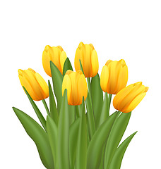 Image showing Beautiful Bouquet with Yellow Tulips Flowers 