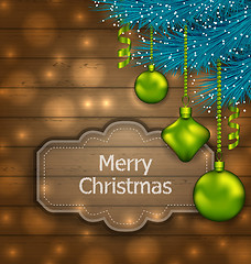 Image showing Christmas Card with Balls and Fir Twigs