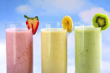 Image showing Assorted fruit smoothies