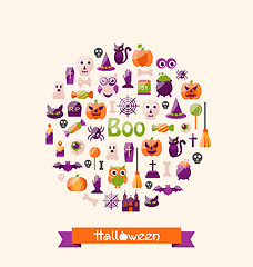 Image showing Halloween Colorful Flat Icons. Party Background