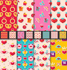 Image showing Set Seamless Patterns for Valentines Day