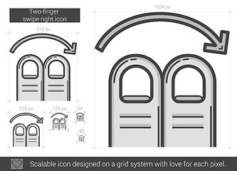 Image showing Two-finger swipe right line icon.