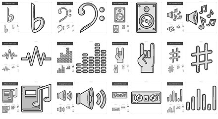 Image showing Music line icon set.