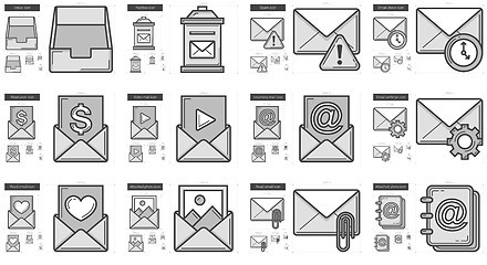 Image showing Email line icon set.