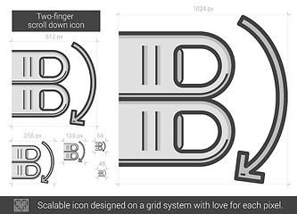 Image showing Two-finger scroll down line icon.