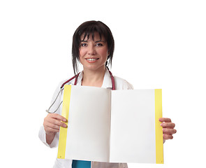 Image showing Doctor with fact sheet