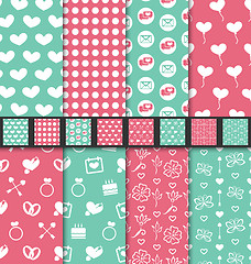 Image showing Collection of love and romantic seamless patterns