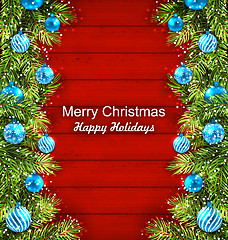 Image showing  Christmas Artwork with Fir Twigs and Glass Balls