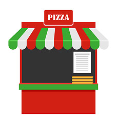 Image showing Showcase of Sale of Pizza, Stall, Marketplace Isolated