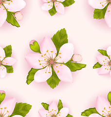 Image showing Seamless Pattern with Cherry Flowers, Repeating Romantic Backdro