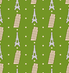 Image showing Illustration Seamless Pattern of the Architectural Symbols, Famous Landmarks