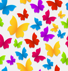 Image showing Seamless pattern with colorful butterflies, repeating backdrop