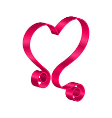 Image showing Pink Tape Ribbon in Form Heart for Happy Valentines Day