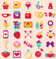 Image showing Set of Modern Flat Design Icons for Valentine\'s Day and Wedding