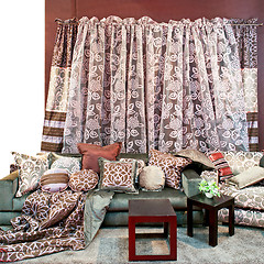 Image showing Pillows and curtains