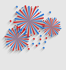 Image showing  Firework Colorized in Flag US for Celebration Events, Flat Styl