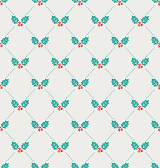 Image showing Vintage Seamless Wallpaper with Holly Berries
