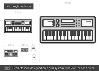 Image showing Midi keyboard line icon.