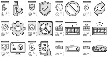 Image showing Gadgets line icon set.