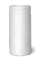 Image showing White plastic bottle for vitamins with lid closed