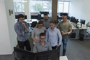 Image showing startup business people group working as team to find solution