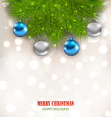 Image showing Christmas Composition with Fir Branches and Glass Balls