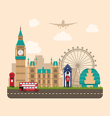 Image showing  Design Poster for Travel of England. Urban Background 