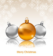 Image showing Holiday Background with Christmas Balls and Snowflakes