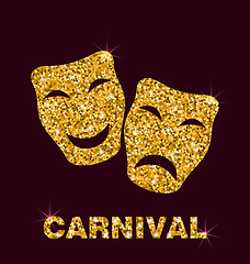 Image showing Illustration Golden Glittering Carnival Mask