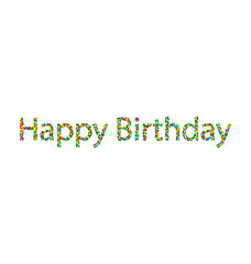 Image showing Happy birthday lettering from colourful confetti