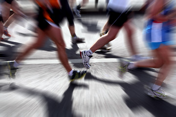 Image showing Marathon runners - blurred motion