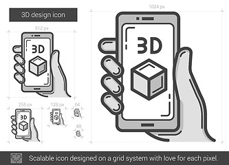 Image showing Three d design line icon.