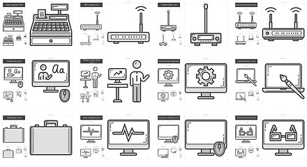 Image showing Technology line icon set.