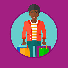 Image showing Happy man with shopping bags vector illustration.