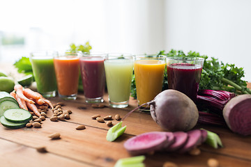 Image showing glasses with different fruit or vegetable juices