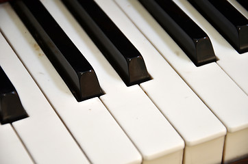 Image showing Top view of  old grunge piano keyboard